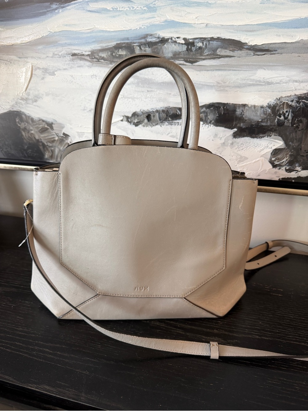 Auxiliary Aritzia Grey 100% Leather Satchel with Removable Strap